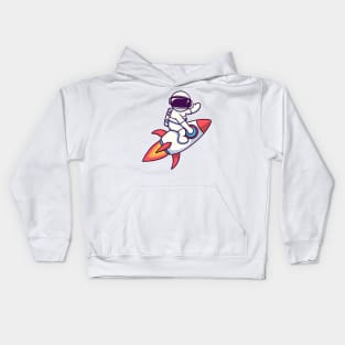 Astronaut Riding Rocket Kids Hoodie